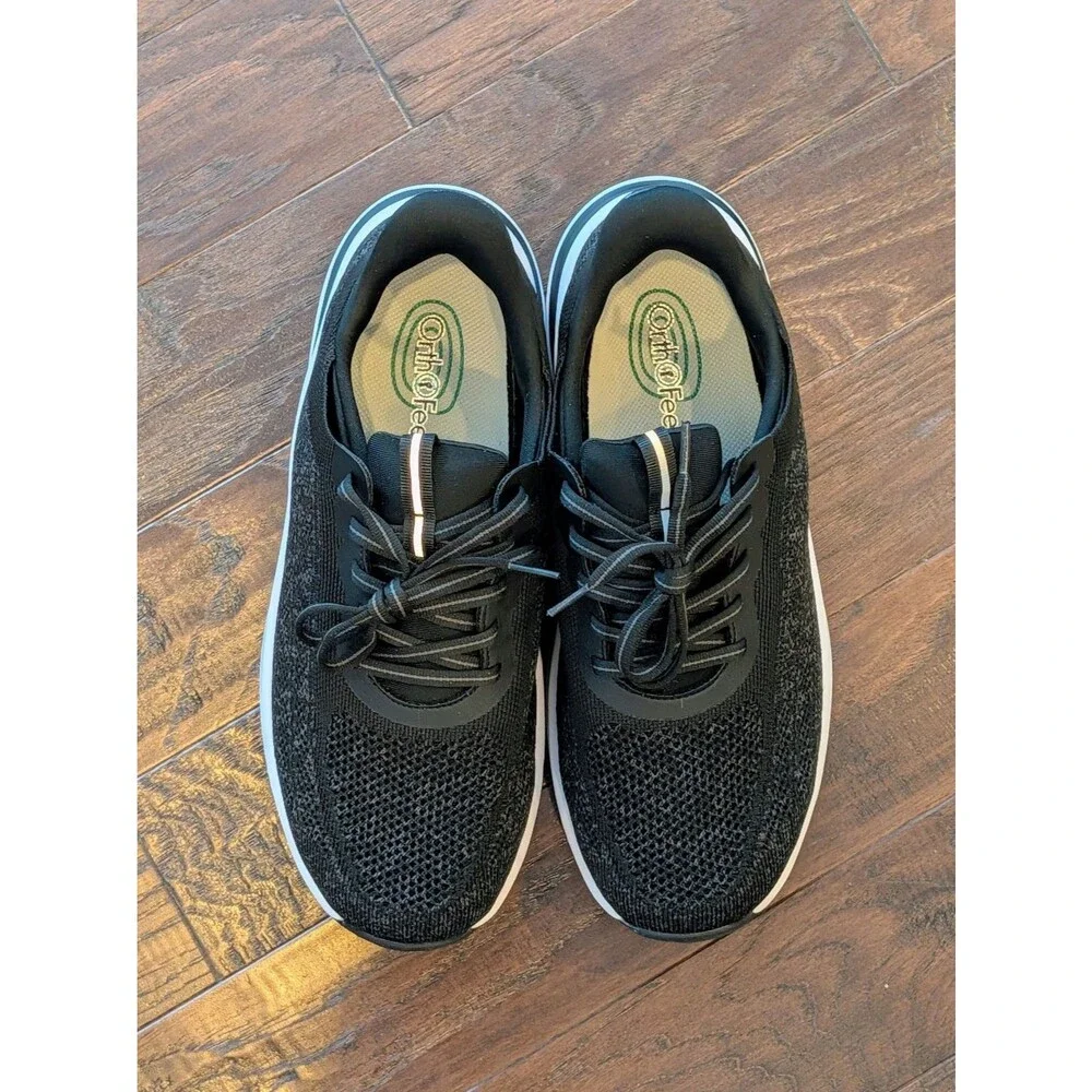 NEW Orthofeet Nira Women's Hands Free Black Orthotic Sneakers ~ Size 9 X-Wide EE - Picture 2 of 6